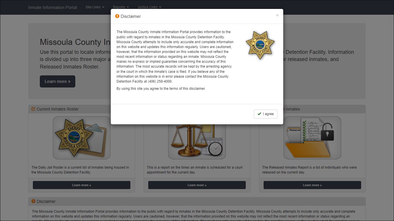 Home Page - Missoula County Inmate Information Portal